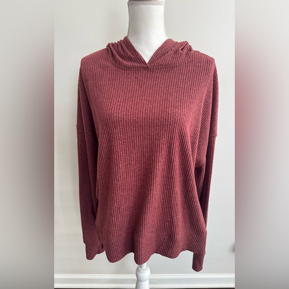 Freely Rust Colored Ribbed Hoodie - Picture 1 of 7